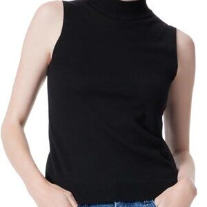 NWT Dee Ocleppo Maggie Mock Neck Sleeveless Knit Top Black Medium MSRP $79